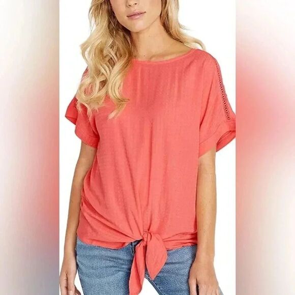 Buffalo David Bitton Front Tie Top | Coral Color | Size Medium - Picture 1 of 10